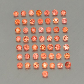 カラットの天然オレンジサファイア（1.84 mm・ラウンドカット）