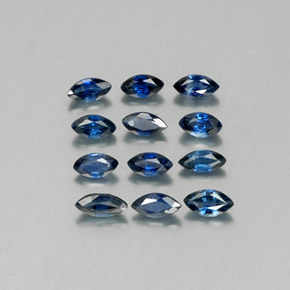 カラットの天然ディープブルーサファイア（3.8×2.1 mm・マーキス）