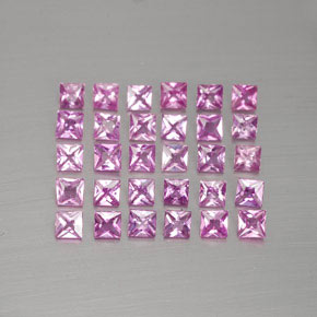 2.67カラットの天然薄いロイヤルパープルピンクサファイア（2.6×2.6 mm・四角）