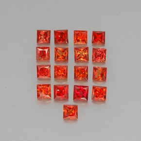 カラットの天然レッドオレンジサファイア（3.2×3.2 mm・四角）