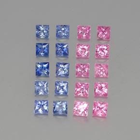4.74カラットの天然マルチカラーサファイア（3.3×3.3 mm・四角）
