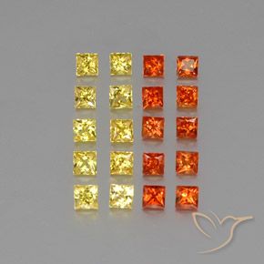 2.22カラットの天然マルチカラーサファイア（2.5×2.5 mm・四角）