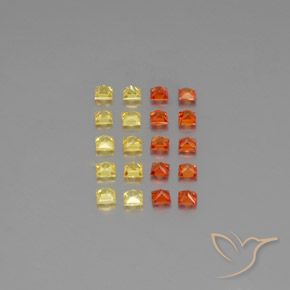 2.22カラットの天然マルチカラーサファイア（2.5×2.5 mm・四角）