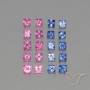 3.75カラットの天然マルチカラーサファイア（3.1×3 mm・四角）