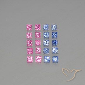 4.89カラットの天然マルチカラーサファイア（3.2×3.2 mm・四角）