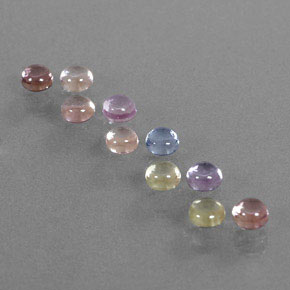 カラットの天然マルチカラーサファイア（3.42 mm・ラウンドカット）