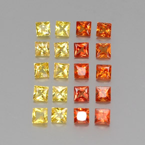 1.73カラットの天然マルチカラーサファイア（2.3×2.3 mm・四角）