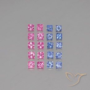 2.34カラットの天然マルチカラーサファイア（2.6×2.6 mm・四角）