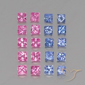 2.34カラットの天然マルチカラーサファイア（2.6×2.6 mm・四角）