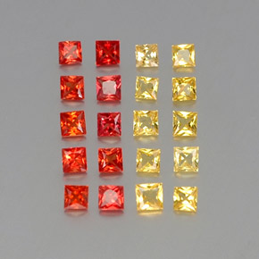 カラットの天然マルチカラーサファイア（2.4×2.4 mm・四角）
