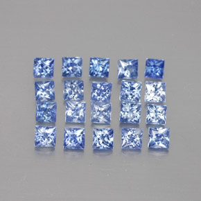 カラットの天然ブルーサファイア（2.3×2.3 mm・四角）