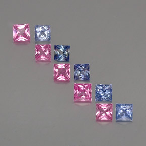 カラットの天然マルチカラーサファイア（3.4×3.4 mm・四角）