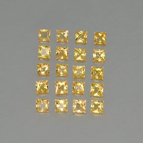 カラットの天然ゴールデンイエローサファイア（2.5×2.5 mm・四角）