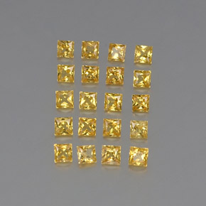 カラットの天然ゴールデンイエローサファイア（2.6×2.6 mm・四角）