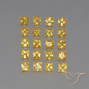 2.05カラットの天然ミディアムゴールデンサファイア（2.5×2.5 mm・四角）