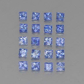 カラットの天然ブルーサファイア（2.5×2.5 mm・四角）