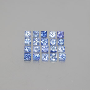 カラットの天然ブルーサファイア（2.5×2.5 mm・四角）