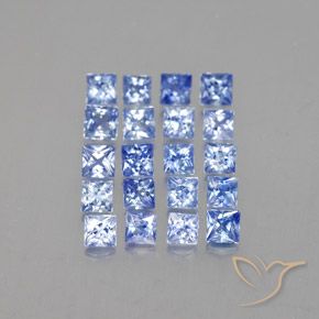 1.85カラットの天然パステルブルーサファイア（2.3×2.3 mm・四角）