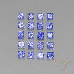 2.14カラットの天然濃いバイオレットブルーサファイア（2.5×2.5 mm・四角）