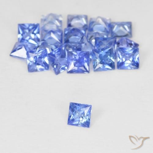1.62カラットの天然パステルブルーサファイア（2.3×2.3 mm・四角）