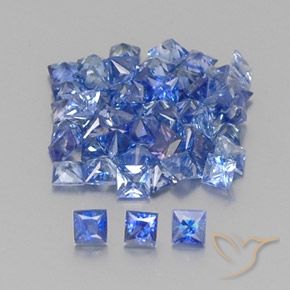 2.86カラットの天然ミディアムダークブルーサファイア（2.1×2 mm・四角）