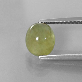 2.30カラットの天然黄色がかった緑サファイア（7.5×6.5 mm・透明）