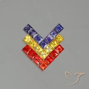 3.08ctw 天然 マルチカラー サファイア, 四角形, VVS-VS