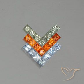 2.90ctw 天然 マルチカラー サファイア, 四角形, VVS-VS