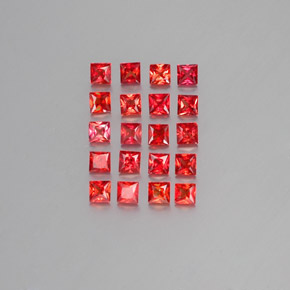 2.47カラットの天然明るい赤サファイア（2.7×2.7 mm・四角）