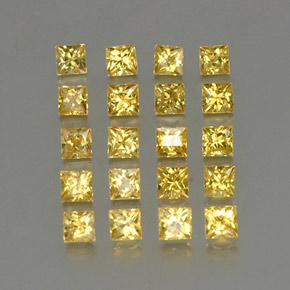 カラットの天然ゴールデンイエローサファイア（2.6×2.6 mm・四角）