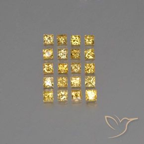 2.46カラットの天然ゴールデンサファイア（2.5×2.5 mm・四角）
