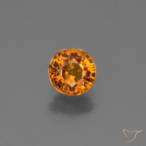 0.67ct 天然 ミディアムダークオレンジ サファイア, ラウンド, VS-SI, Photo A