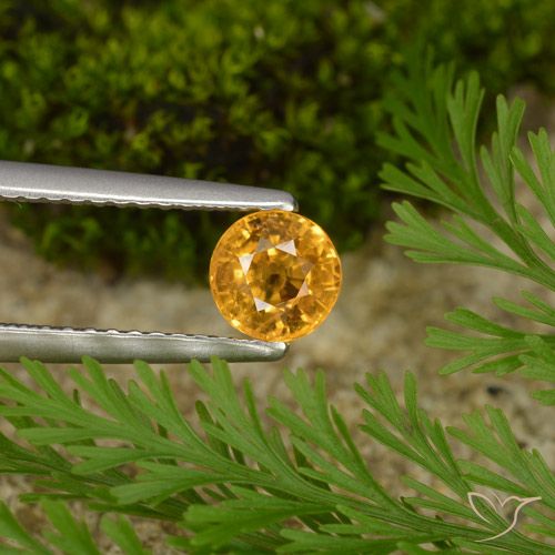 0.73ct 天然 ダークオレンジゴールド サファイア, ラウンド, VS
