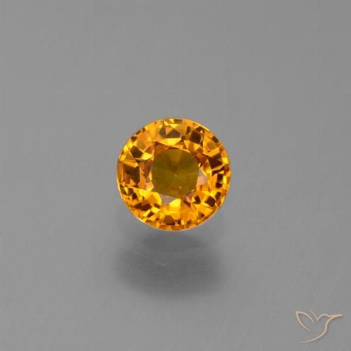 0.67ct 天然 濃いオレンジゴールド サファイア, ラウンド, VS