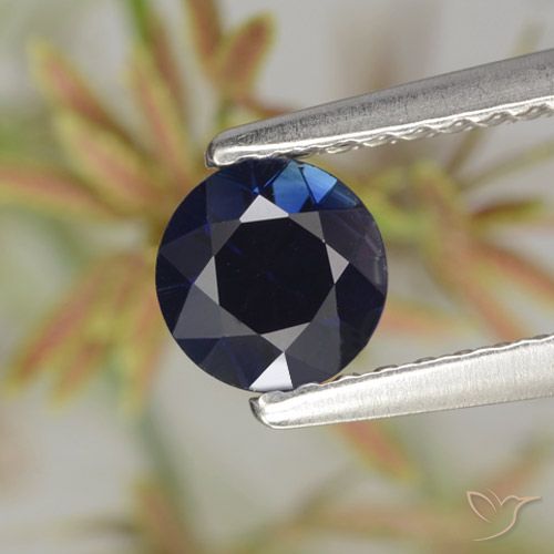 0.62ct 天然 ネイビーブルー サファイア, ラウンド, VVS