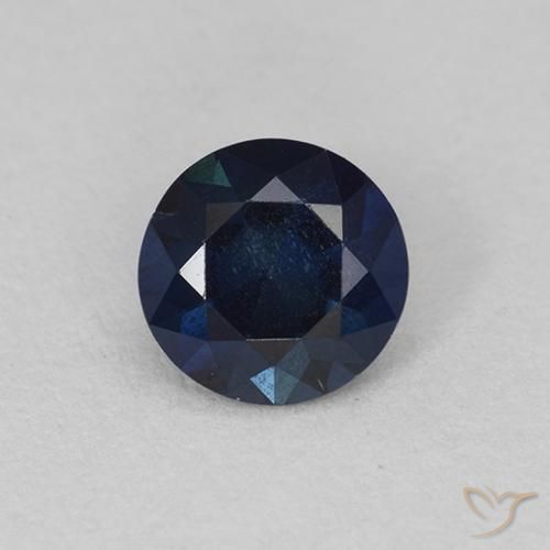 0.62ct 天然 ダークブルー サファイア, ラウンド, VS