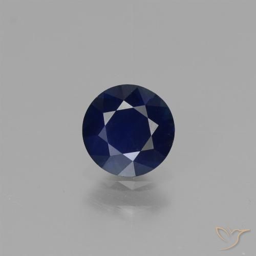 0.62ct 天然 ネイビーブルー サファイア, ラウンド, VVS