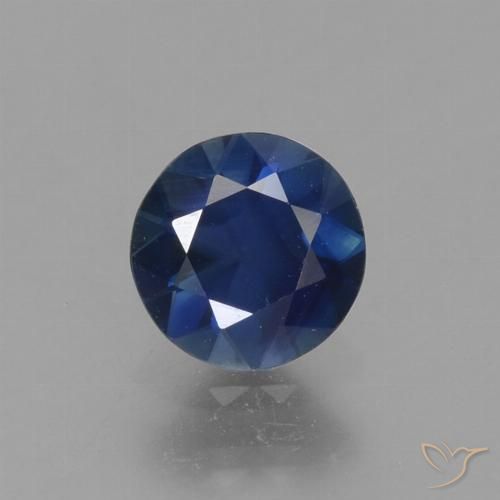 0.77ct 天然 ダークブルー サファイア, ラウンド, VS