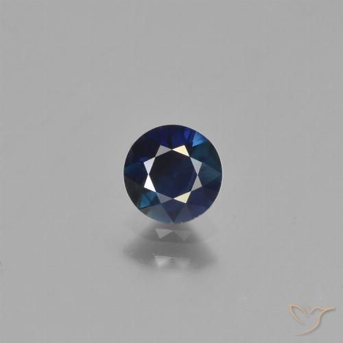 0.65ct 天然 ダークブルー サファイア, ラウンド, VS