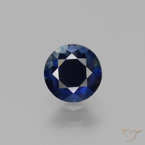 0.78ct 天然 ダークブルー サファイア, ラウンド, VVS
