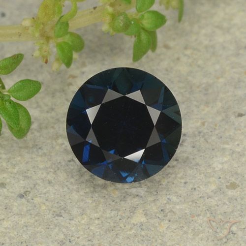 0.63ct 天然 黒がかった青 サファイア, ラウンド, VVS-VS