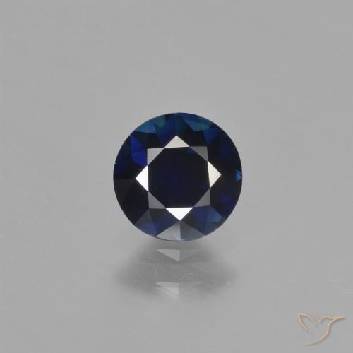 0.76ct 天然 ディープブルー サファイア, ラウンド, VVS-VS