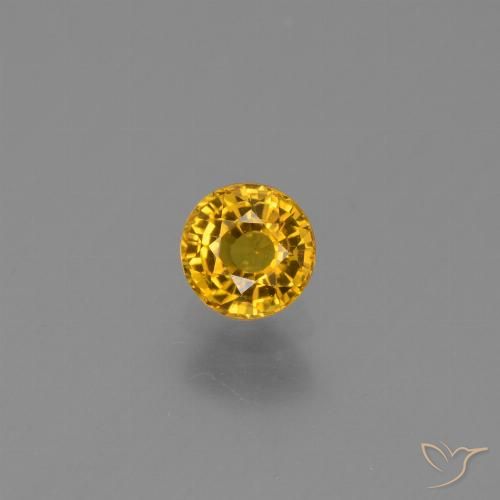0.68ct 天然 ミディアムゴールデン サファイア, ラウンド, VVS-VS