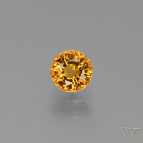 0.90ct 天然 濃いオレンジゴールド サファイア, ラウンド, VVS-VS