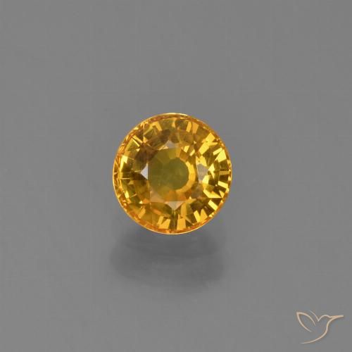 0.70ct 天然 濃いゴールデンオレンジ サファイア, ラウンド, VVS-VS