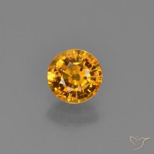 0.70ct 天然 濃いオレンジゴールド サファイア, ラウンド, VVS-VS