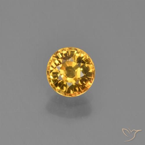 0.62ct 天然 濃いゴールデンオレンジ サファイア, ラウンド, VVS-VS