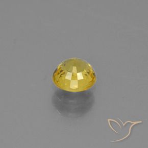 0.63カラットの天然黄色がかったゴールドサファイア、ラウンド、VVS-VS