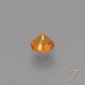 0.64カラットの天然アプリコットオレンジサファイア、ラウンド、VVS-VS