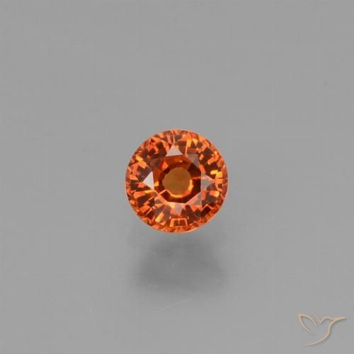 0.66ct 天然 ミディアムオレンジ サファイア, ラウンド, VVS-VS